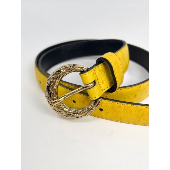 Rodier yellow textured leather womans belt gold buckle - designer, made in Italy - Picture 2 of 7
